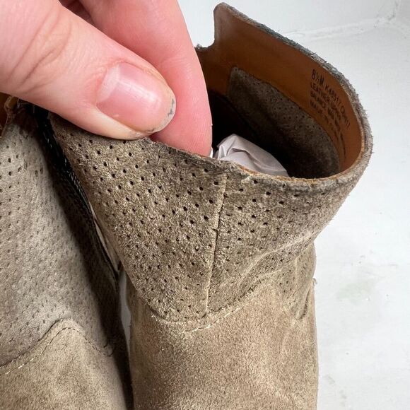 Kork-Ease Sherrill Booties Taupe Suede Ankle Boots Tan Leather Size 8.5 - Picture 10 of 12